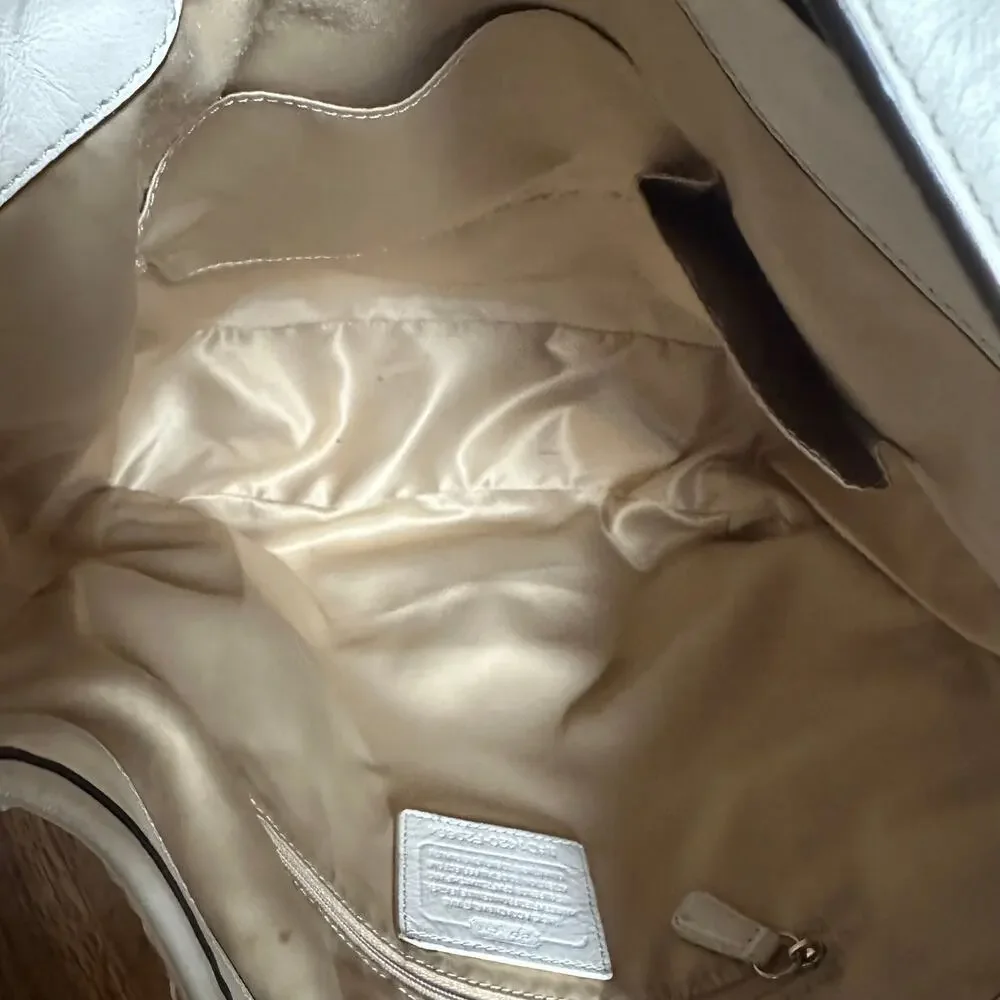 Coach F29894 Park Avery White and Metallic Gold Woven Leather Hobo Bag